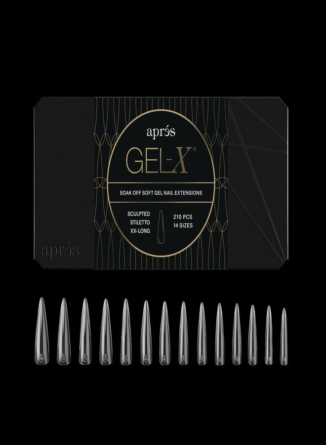 APRÉS Apres Gel-X Sculpted Box of Nail Tips, 14 Sizes 00-9, Soft Gel Tip Box (210pcs) (Sculpted Stiletto Extra Extra Long, 210) - Image 1